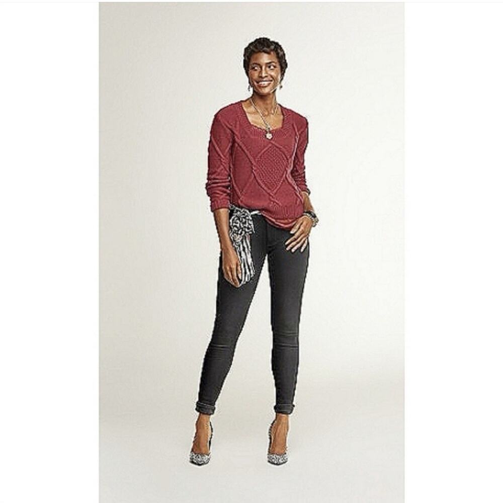 Cabi Square Neck Pullover #3883, Size Small Mulberry
